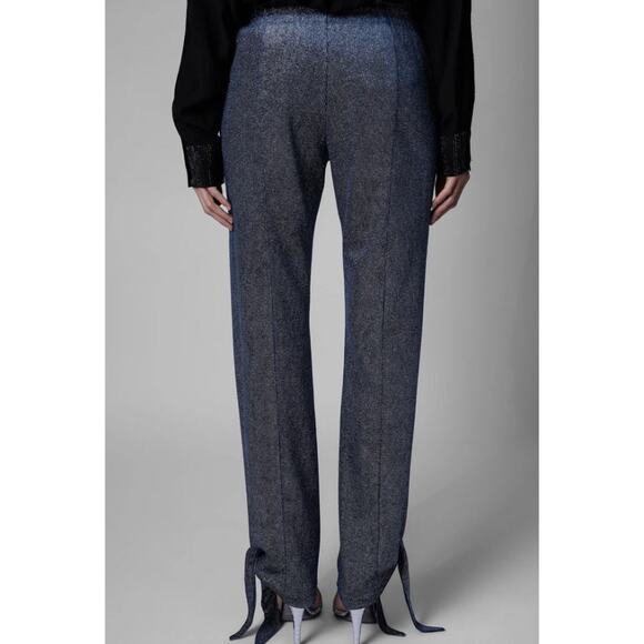 Zadig & Voltaire Blue Chill Velours Sparkle Tie Ankle Pants - Picture 2 of 13